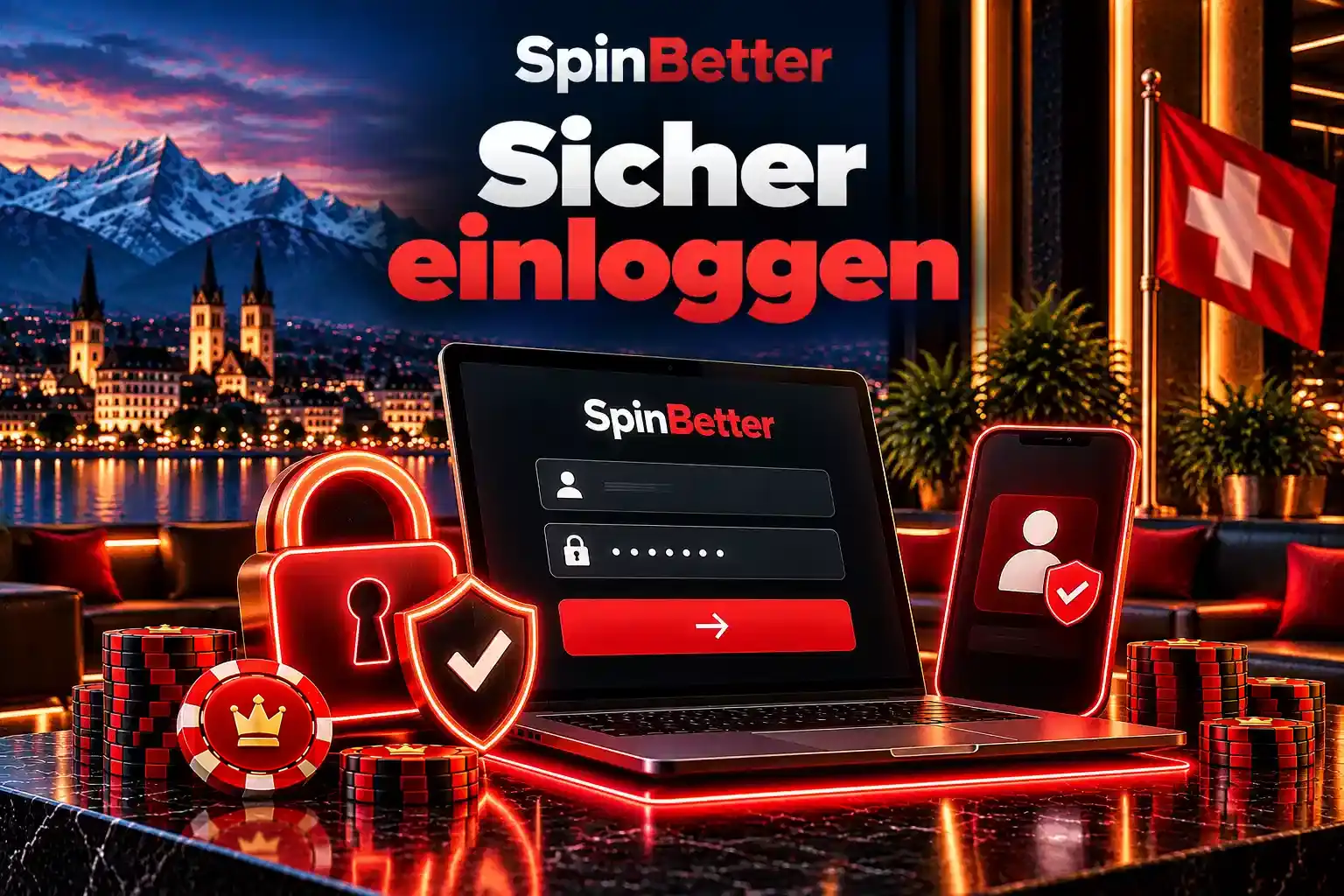Sicher einloggen: Anmeldefenster mit Schloss-Symbol auf dem Handy bei SpinBetter