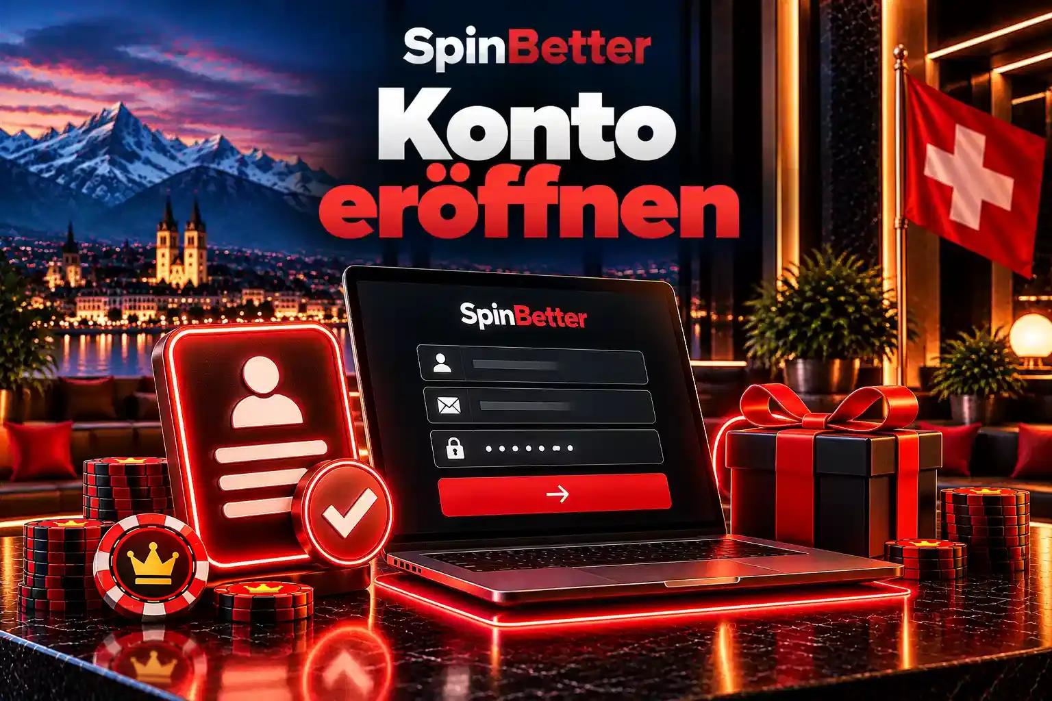 Konto eröffnen: Anmeldeformular mit Profilsymbol auf dem Laptop bei SpinBetter